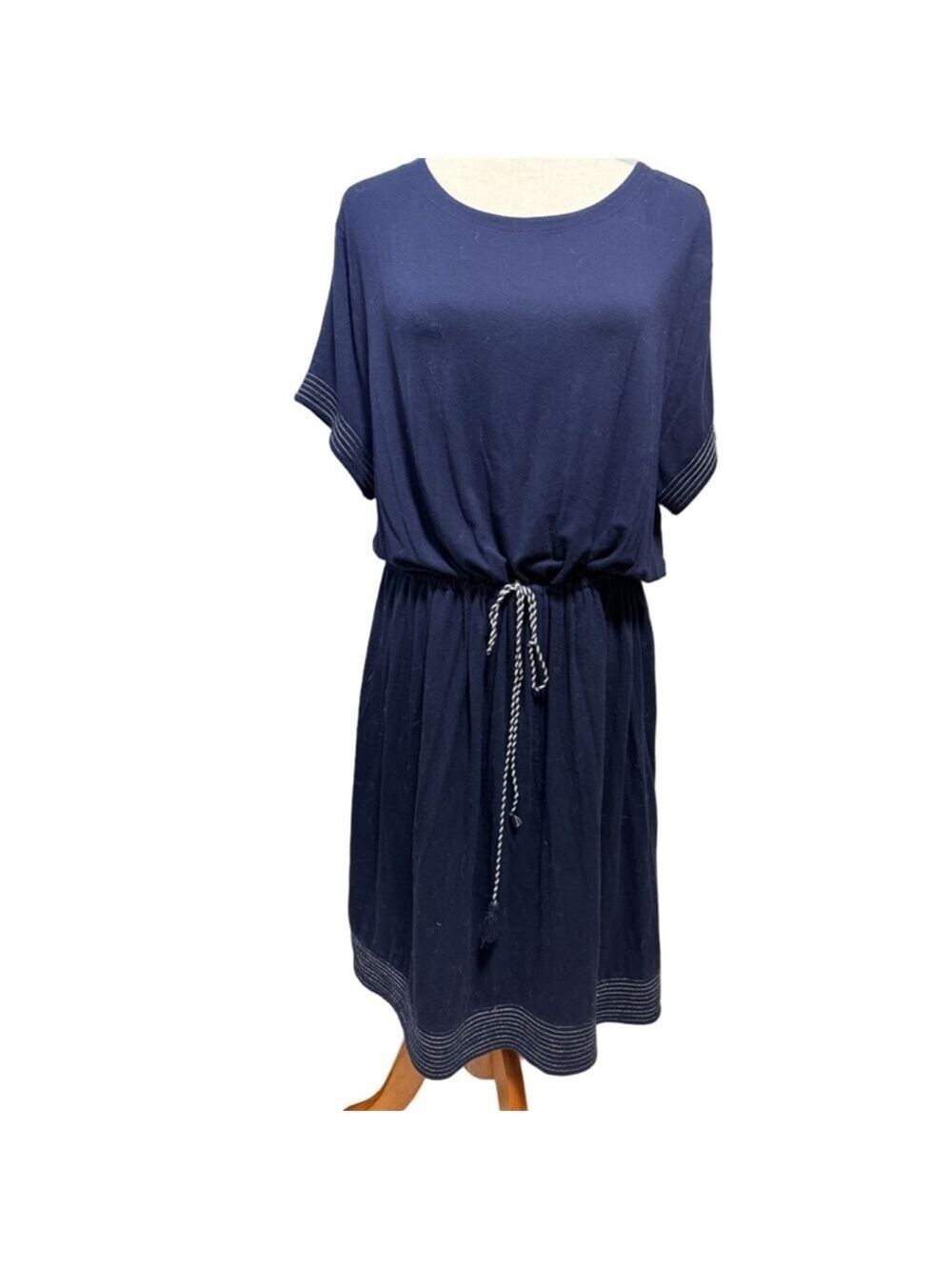 Loft dress blue size xxl elastic waist shirt sleeve